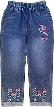 Jeans Per Bambine 2-8 Anni Peacolate - Denim Con Ricamo, Vita Regolabile, Lavabile In Lavatrice - Foto 8