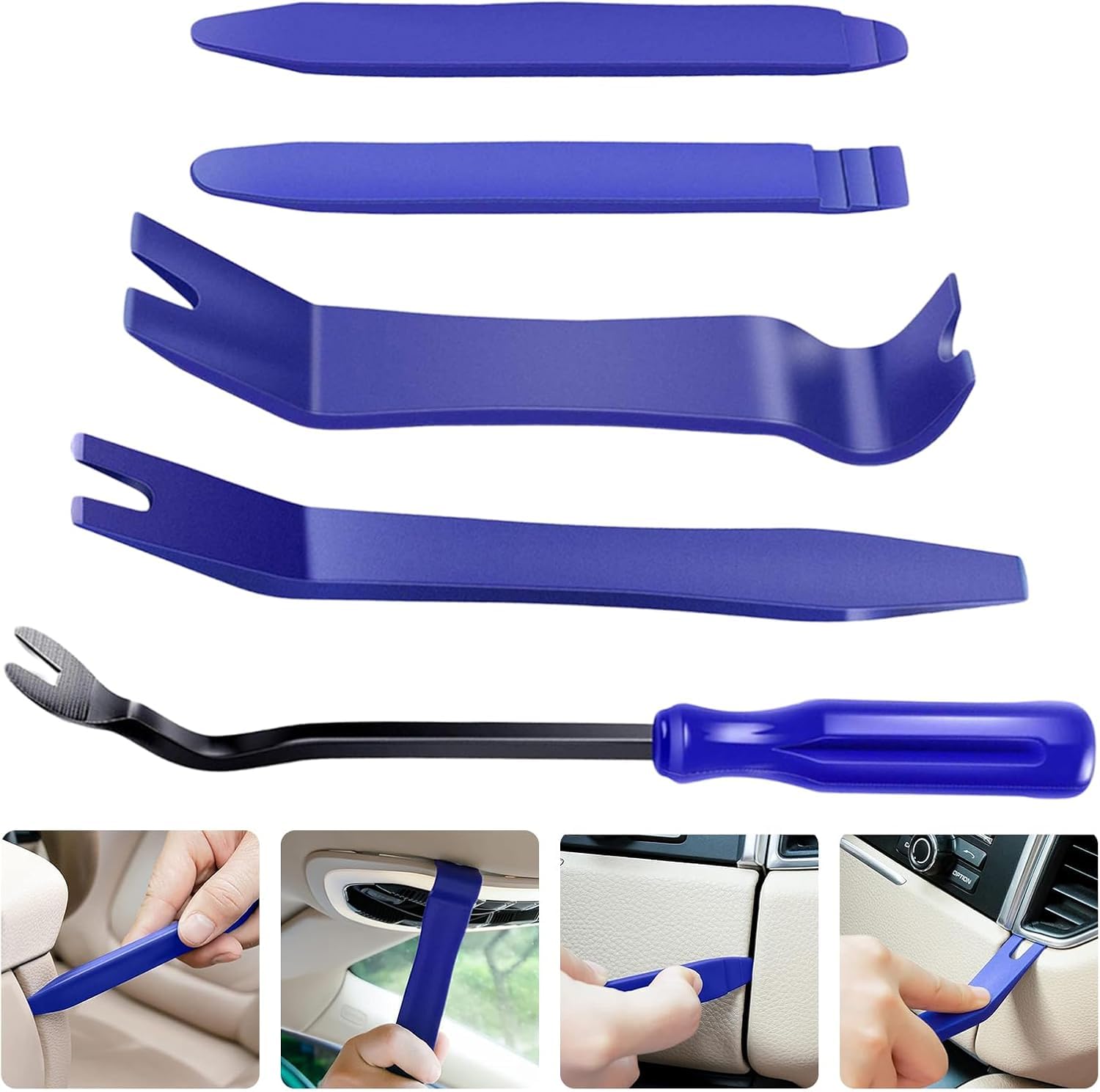Einesin Kit Smontaggio Plastiche Auto, Kit Smontaggio Pannelli Auto, Leve Plastica Smontaggio Auto per Pannelli Auto Autoradio Cruscotto(5 Pezzi, Nero