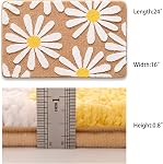 QJHOMO Brown Rugs salle de bain Mignon Daisy Baignoire Decor blanc et jaune Rug Non Slip Sol Tapis Microfibre Baignoir Super Absorbant Machine Lavable Baignoirs Mats pour la douche (16x24 de pouce)