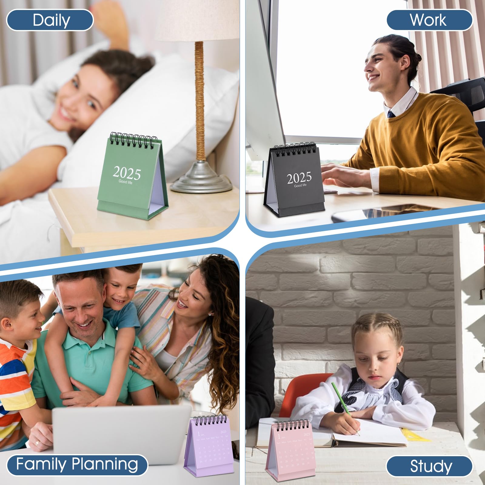 Mini Calendario Da Scrivania 2025-2026 - Nero, Pieghevole, Con To-Do List, Per Ufficio E Casa - Foto 2