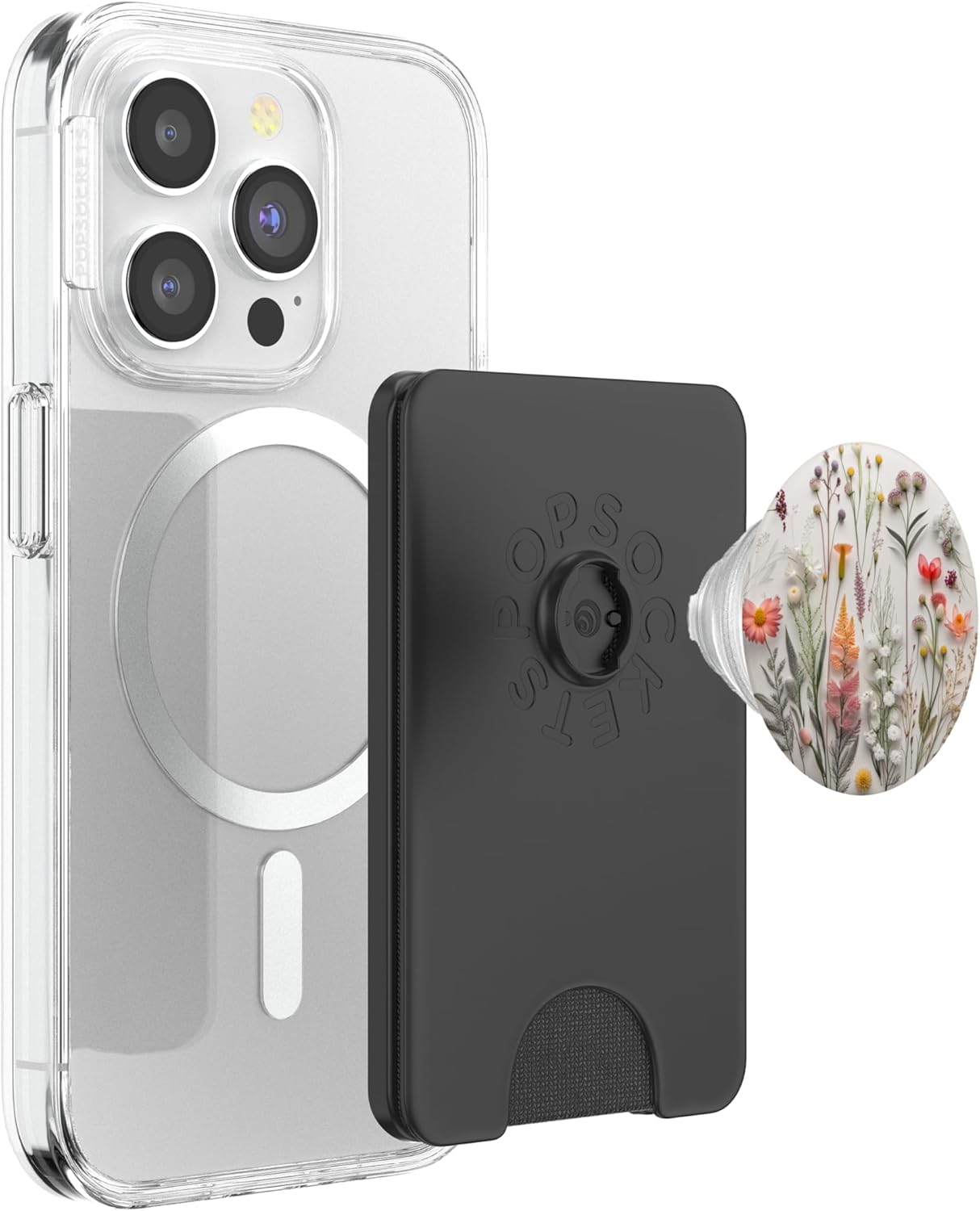 Mixed Flower Bouquet Floral Pattern PopSockets PopWallet for MagSafe
