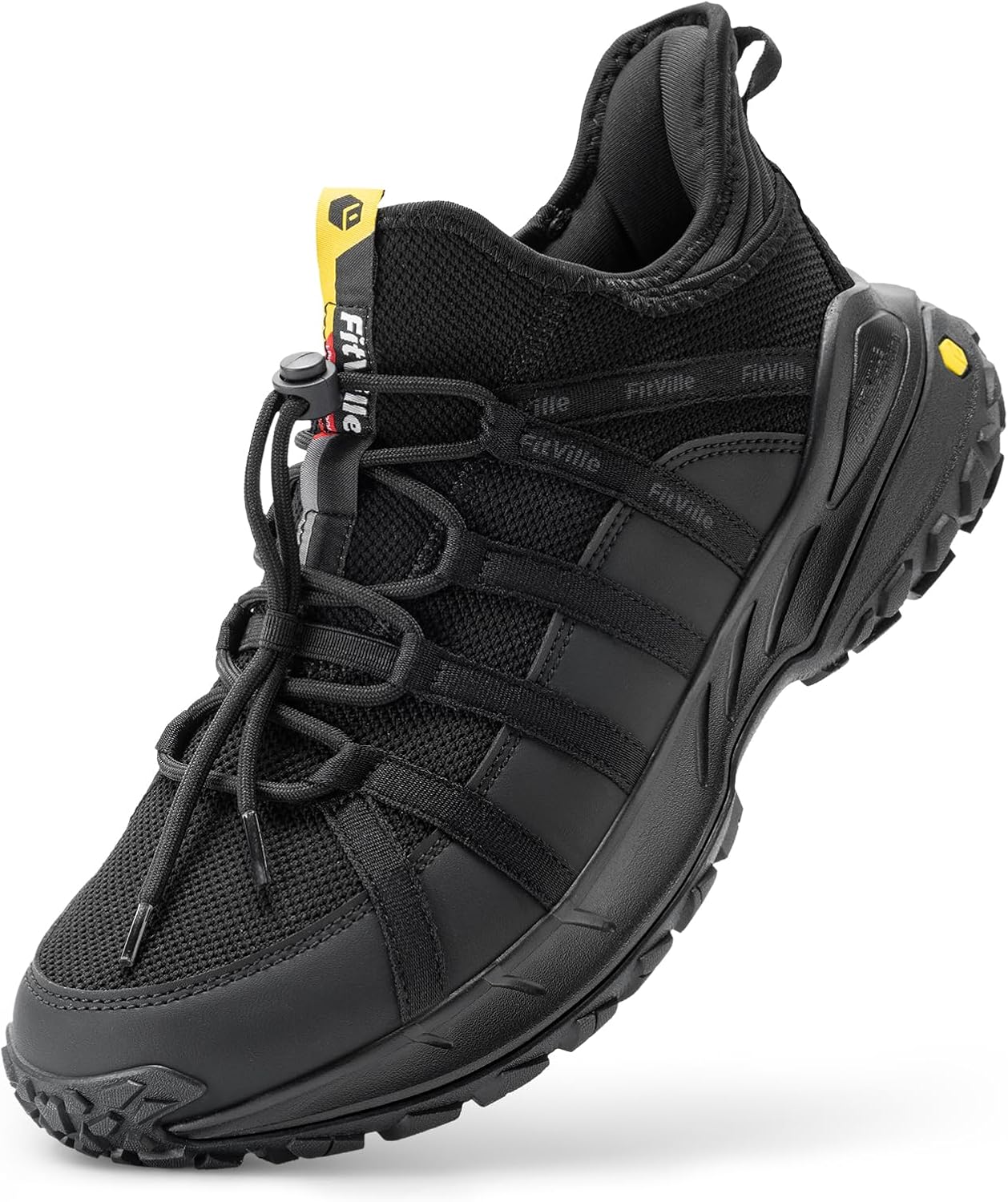 FitVille Wide Slip on Shoes for Men Walking Hiking Shoes Outdoor Trekking Loafer Arch Support | Slip Resistant | Wide Toe Box -Lugmax V6