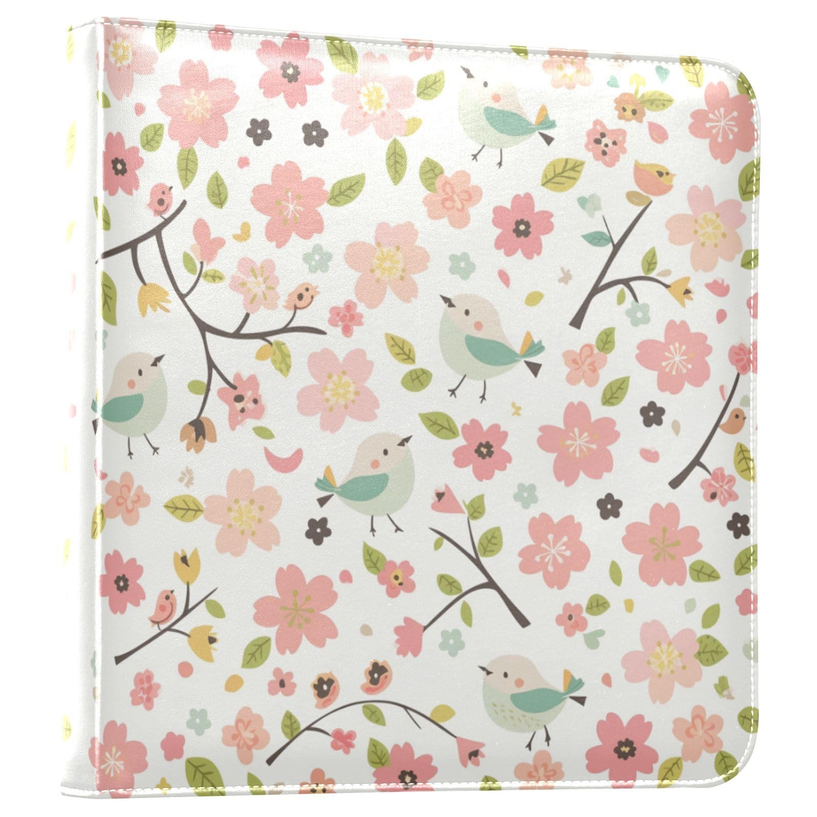 Kigai Flower Bird Photo Album Self Adhesive Scrapbook Album Leather Cover DIY Picture Scrap Book with 20 Adhesive Sheets, 11.8x24x0.8 inch