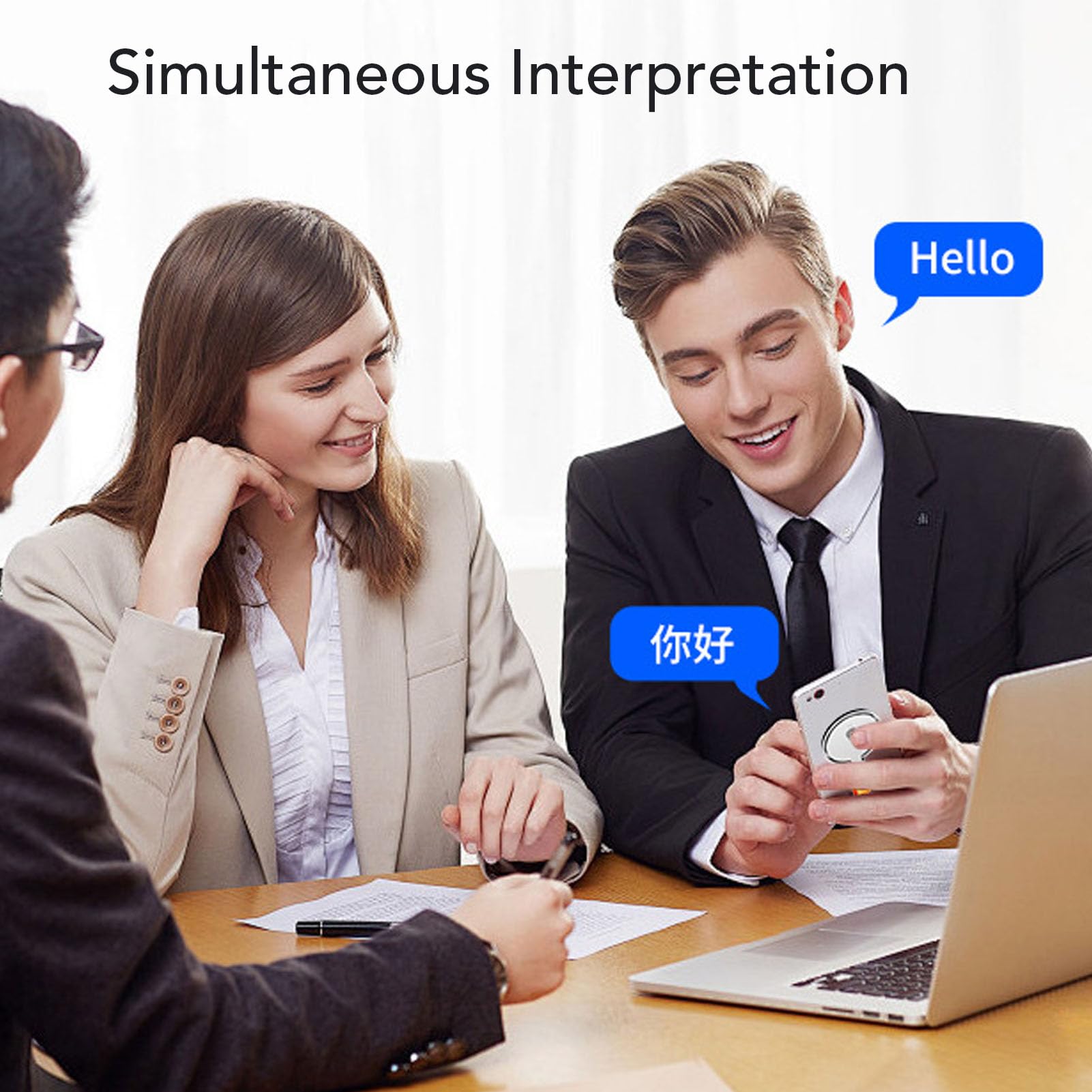 Soporte magnético portátil para teléfono, traductor de inteligencia artificial, más de 146 idiomas, dispositivo de traducción en tiempo real para viajeros de negocios