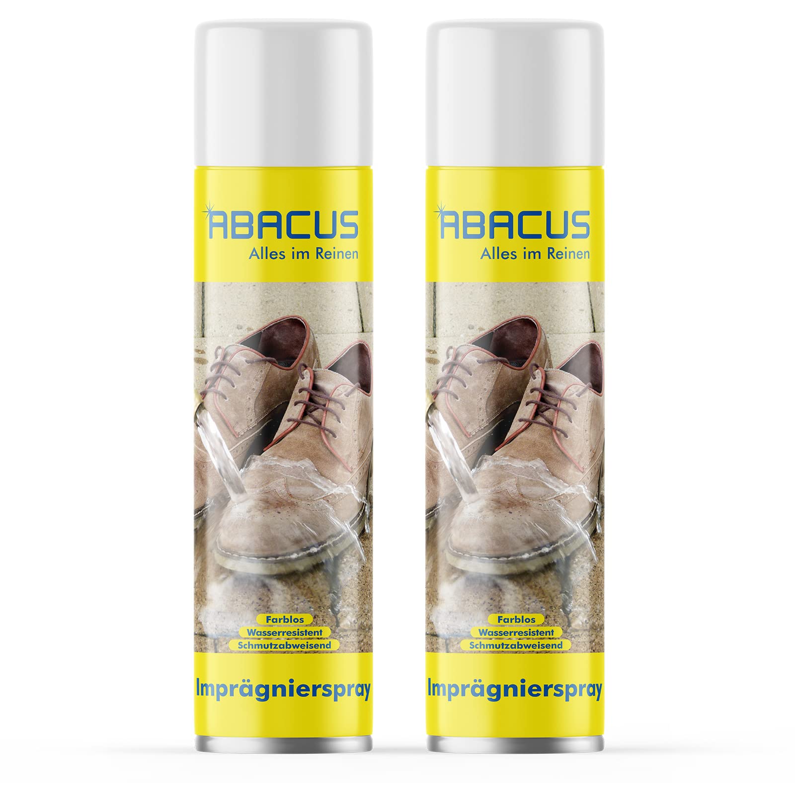ABACUS® Imprägnierspray mit Nanoversiegelung, Textil-Imprägnierung mit Lotuseffekt, Imprägniermittel für Schuhe, Nanoversiegelung für Textilien, Zelt-Imprägniermittel – Imprägnierspray 2x 400 ml