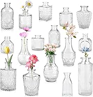 Vista 7 de 40 jarrones a granel – Jarrón de cristal transparente, pequeños jarrones para flores, pequeños jarrones para centros de mesa, mini jarrón de flores