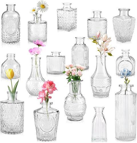 Miniatura 7 de 40 jarrones a granel – Jarrón de cristal transparente, pequeños jarrones para flores, pequeños jarrones para centros de mesa, mini jarrón de flores