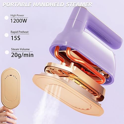 Miniatura 2 de Plancha de vapor de mano, 1200 W de alta potencia, máquina de planchar de doble propósito en seco y húmedo, máquina de planchar con mango giratorio