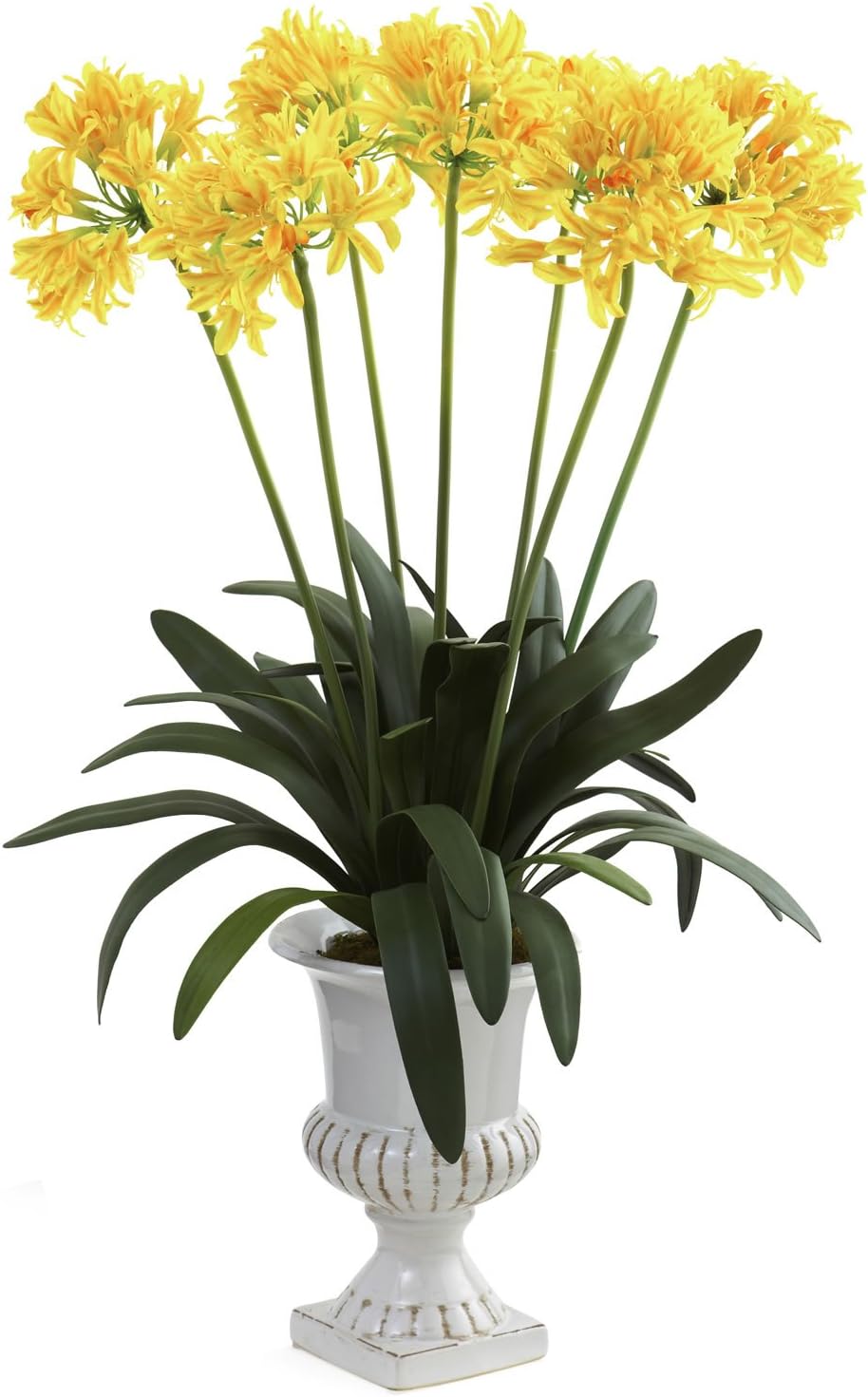 African Silk Yellow Lily Arrangement w/ Urn by NNatural