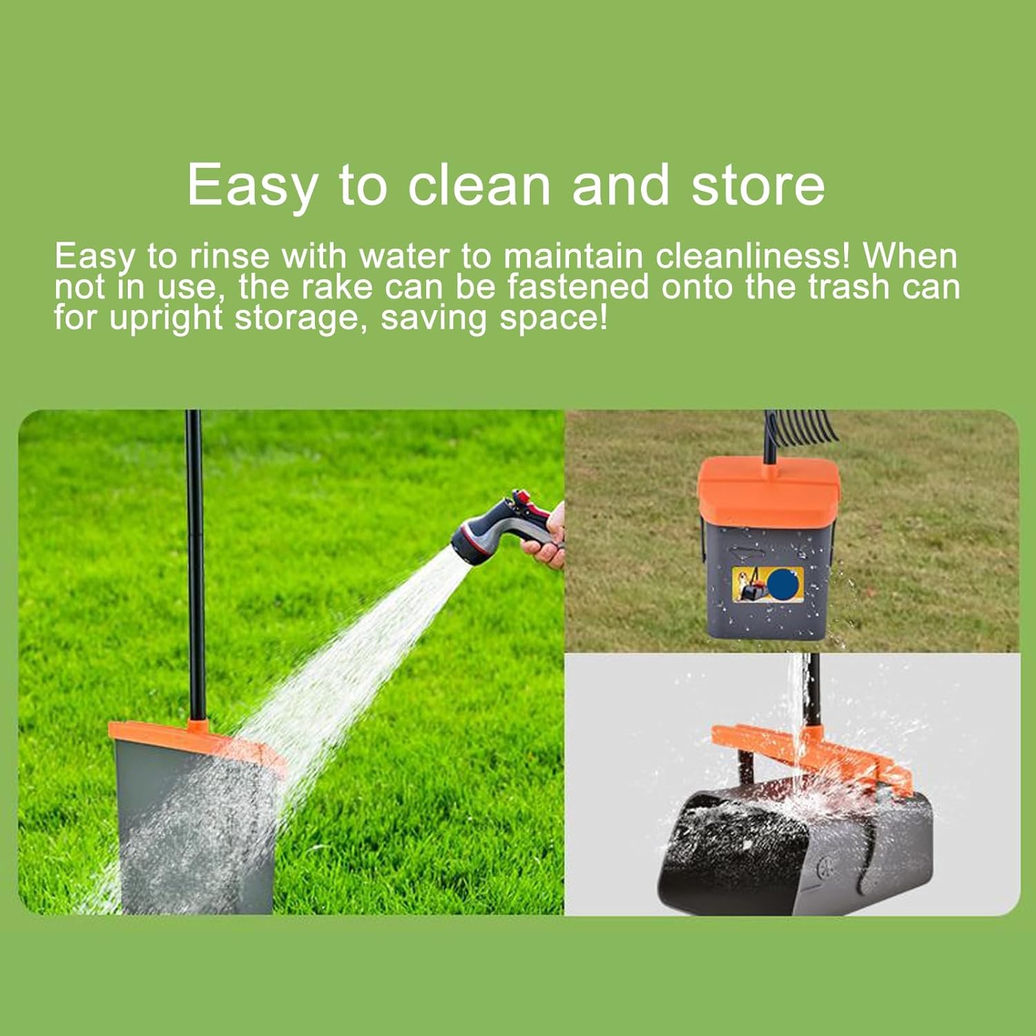 Dog Pooper Scooper,Swivel Bin & Rake with 35 Waste Bags Attachment,Long Handle Dog Poop Scooper with Lid,Portable Pooper Scooper for Lawn Yard Dog Large Medium Small Orange