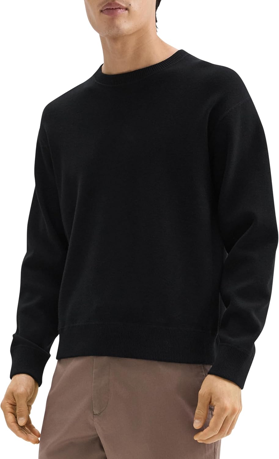 Theory Men's Relax Crewneck Long Sleeve in Light Bilen, Black - Image 3