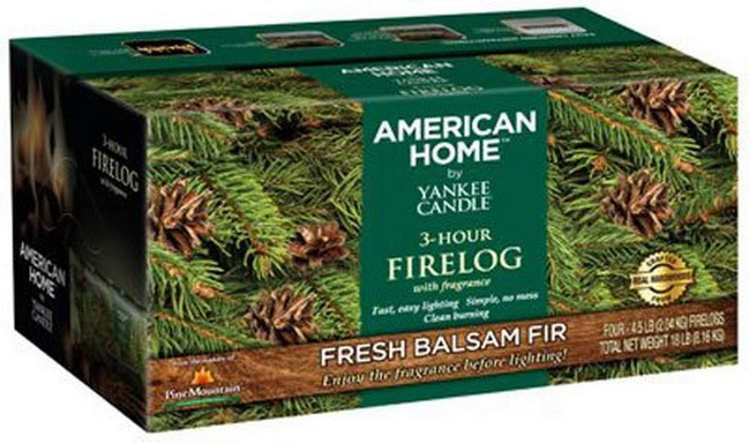 Pine Mountain 4152501384 American Home by Yankee Candle Fragrance Firelog, 3-Hour Burn Time, Scented, 4 Logs