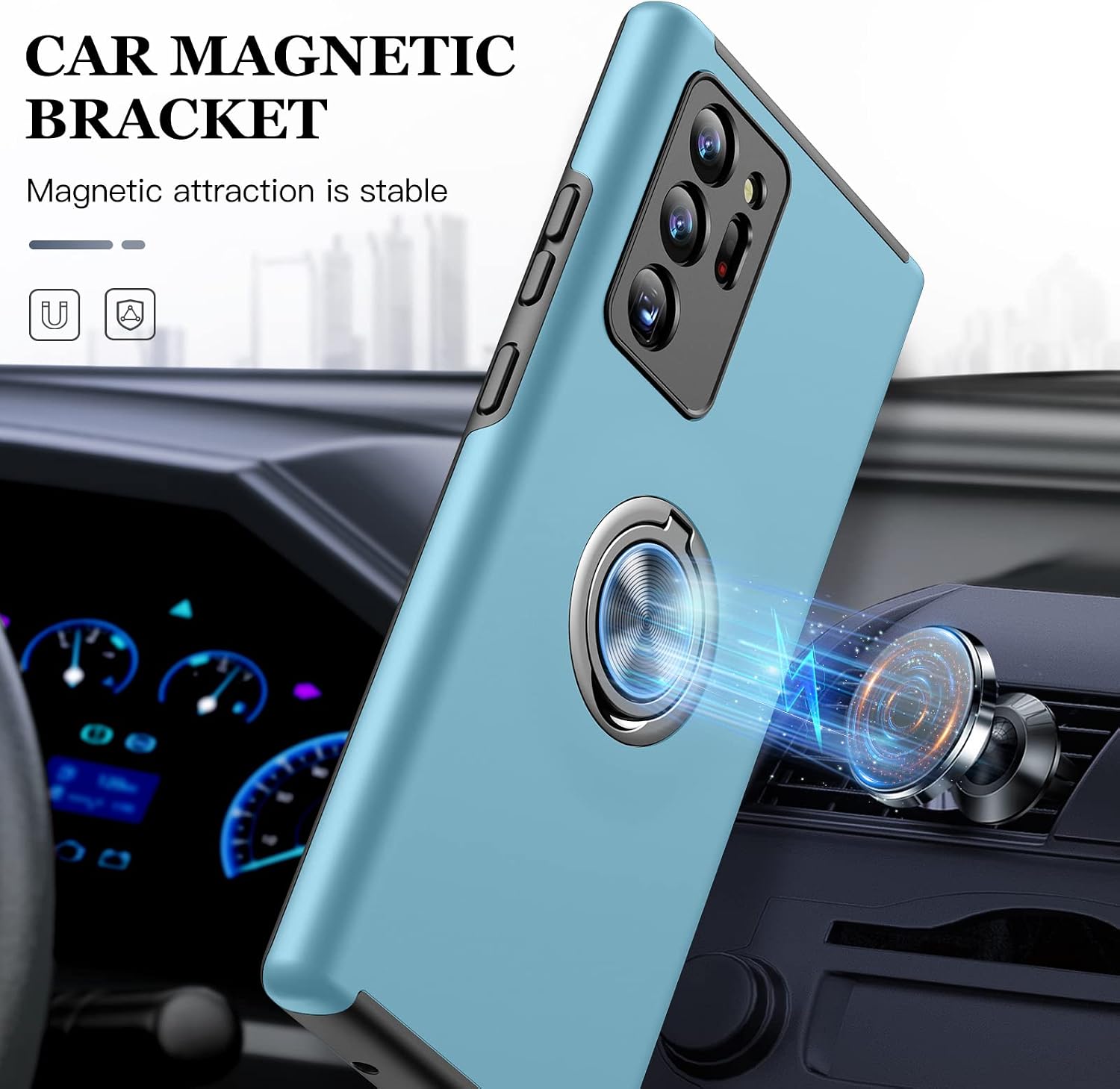 JAME for Samsung Galaxy Note 20 Ultra Case, Slim Soft Bumper Protective Case for Note 20 Ultra Case, with Invisible Ring Holder Kickstand for Galaxy Note 20 Ultra Case, Sierra Blue