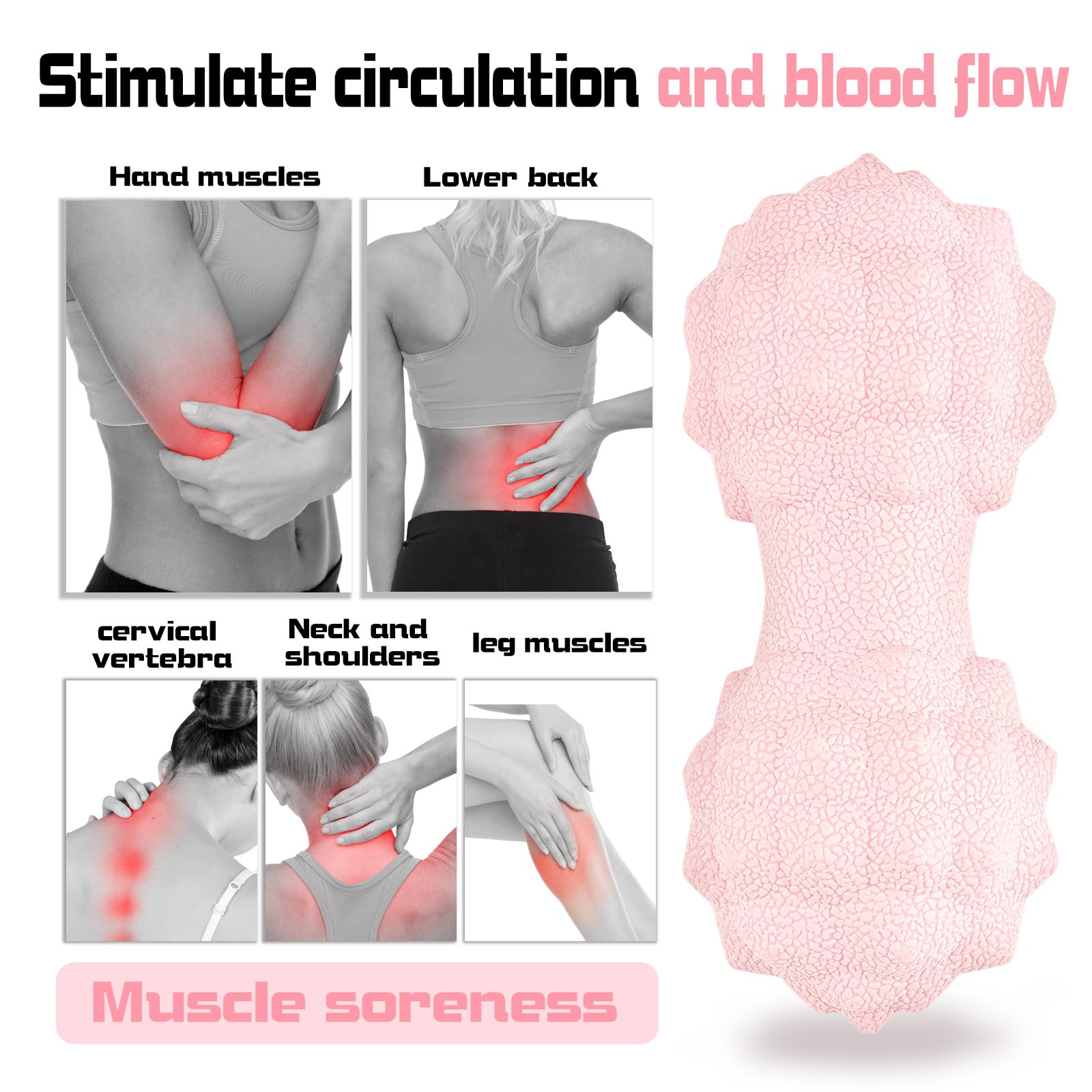 Bola de masaje de maní, bola de masaje de lacrosse doble, bola de rodillo de maní de tejido profundo, bola de masaje muscular para liberación miofascial, relajante muscular, masaje de