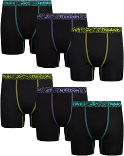 Boys Boxer Briefs - 6 Pack Performance Soft Stretch Breathable 5” Inseam Boxer Briefs Boys Underwear (6-18)