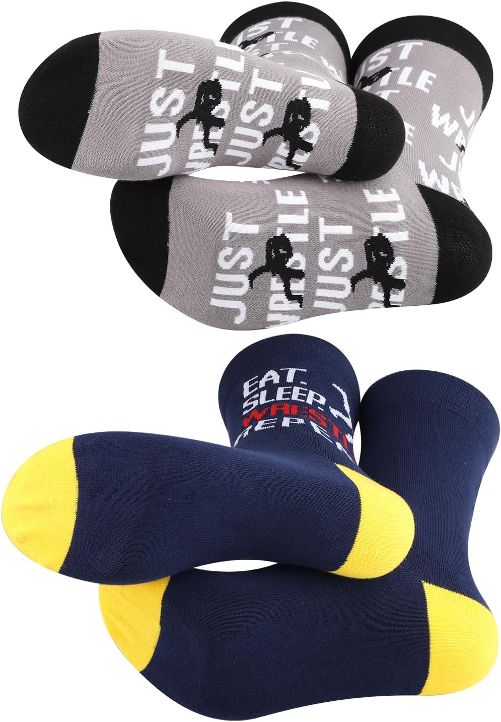 MBMSO Funny Wrestling Socks 2 Pairs Eat Sleep Wrestle Repeat Socks Wrestler Gifts for Coach Fans Team - Image 4