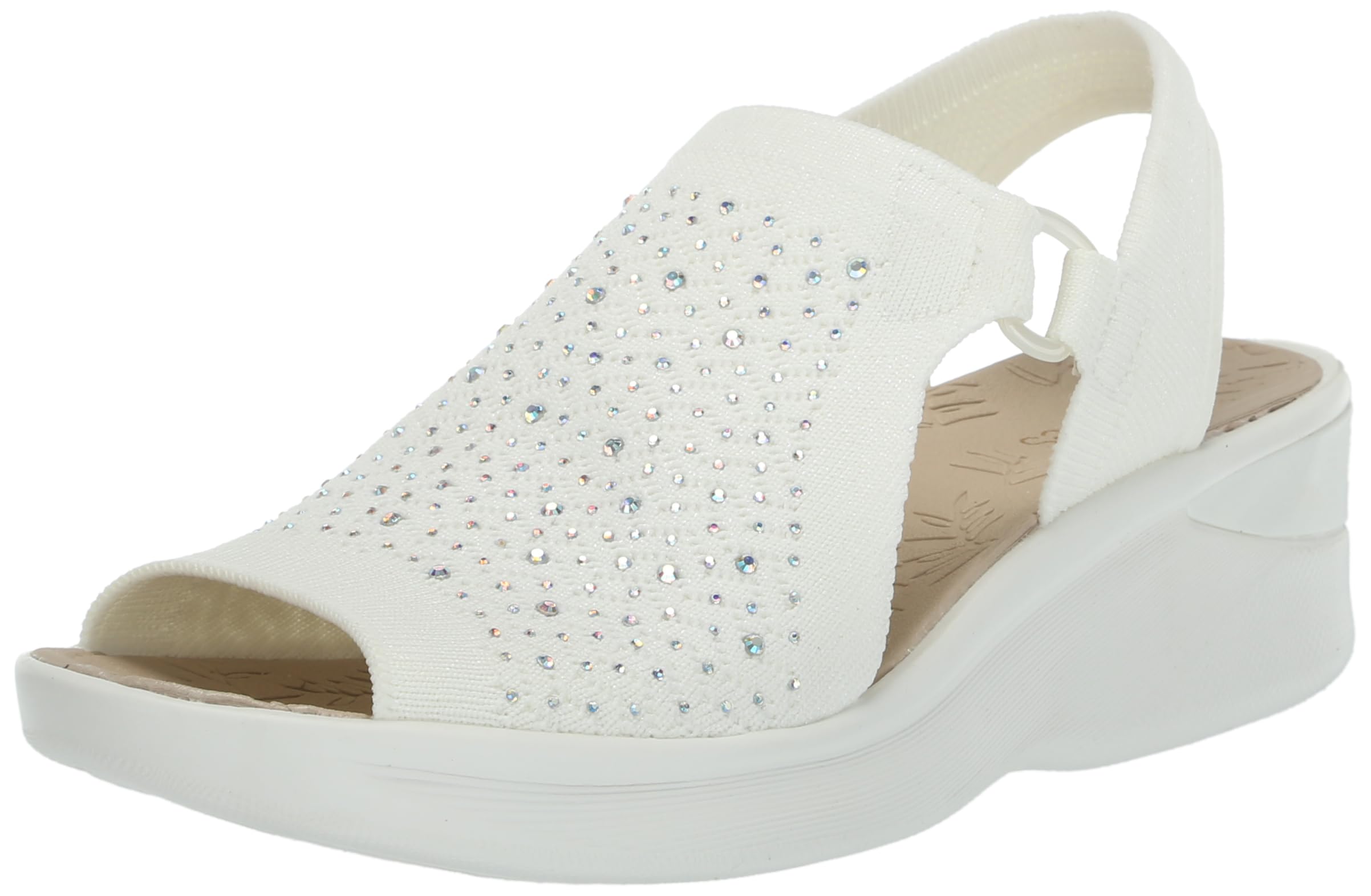 BZees Women's Star Bright Wedge Sandal, White, 9 UK