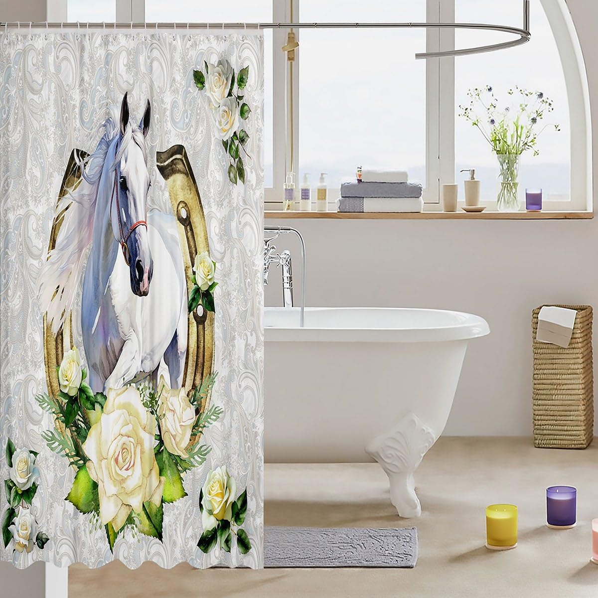 Feelyou Girls Horse Bath Curtain 72"x72" for Bathroom image 3