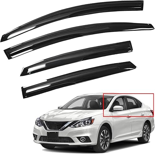 4 viseras laterales para ventana lateral, deflectores de protección contra la lluvia, deflectores de repuesto negro brillante para Sentra 2013-2019