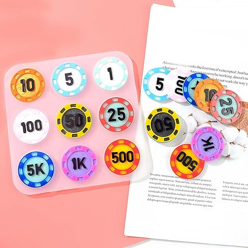 Miniatura 8 de Molde de resina de viruta de póquer de silicona para chips de juego de silicona, molde de caramelo de chocolate