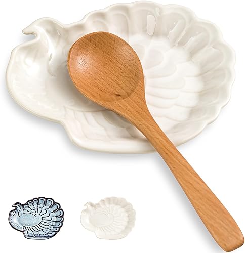 YHOSSEUN Soporte para cuchara de Pascua, soporte para cuchara de pavo para estufa, soporte de cuchara de cerámica para encimera de cocina,
