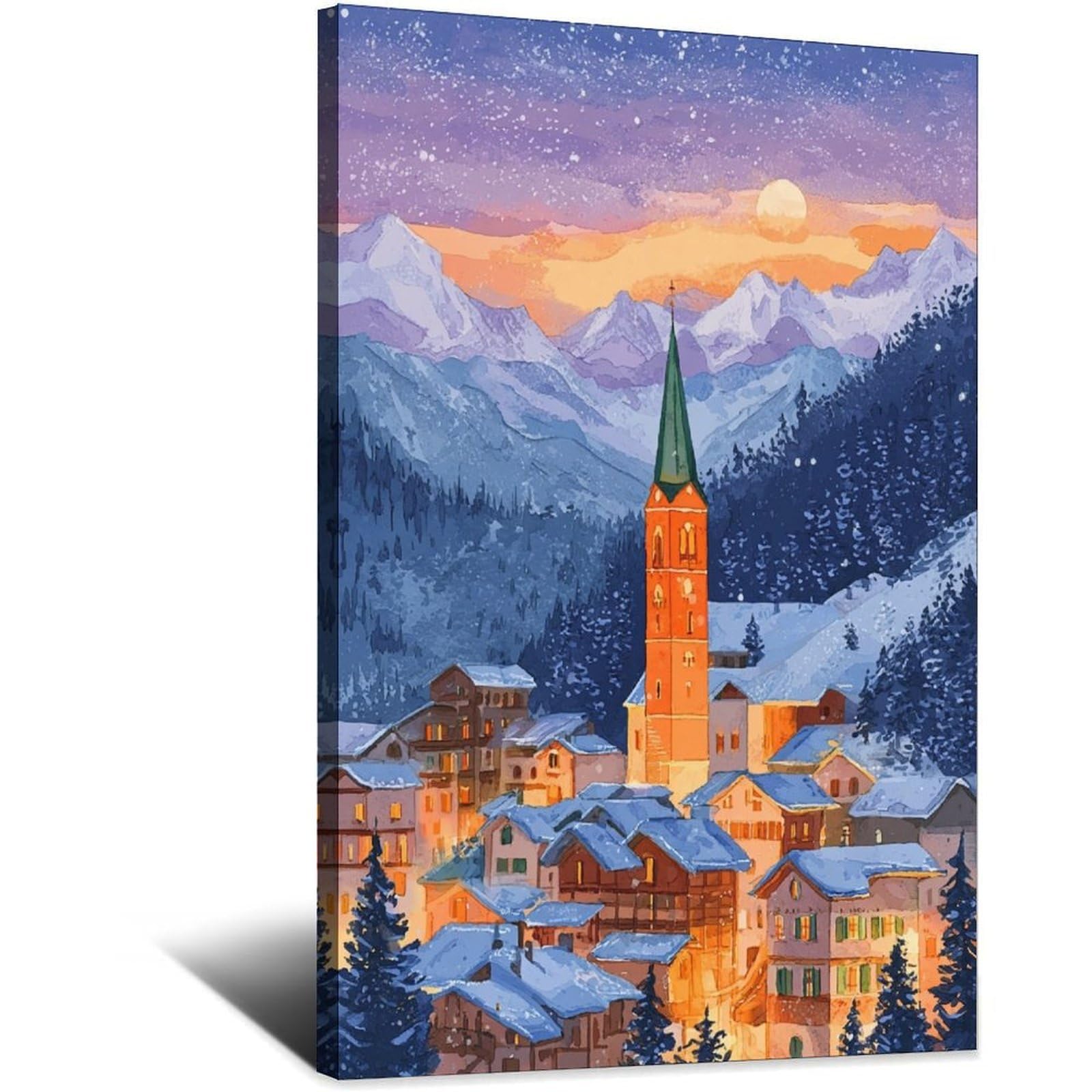 Cortina Italy Poster 20x30inch(50x75cm) Vintage Watercolor Canvas Art