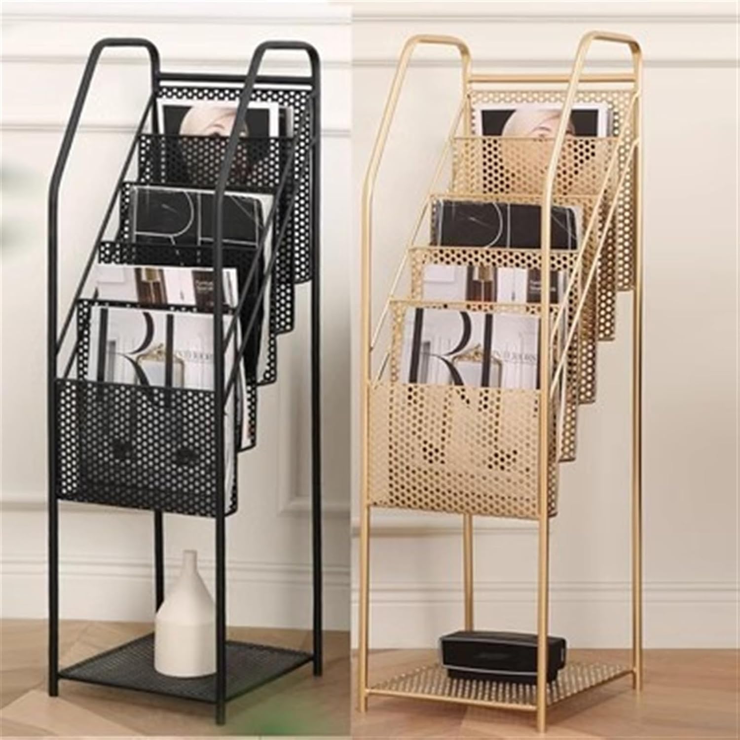 Organizer Rack Display Rack Brochure Stand Display, Magazine Holder Floor for Books Newspapers Letters Publications in Home Office, Steel Mesh File Holder (Color : B)