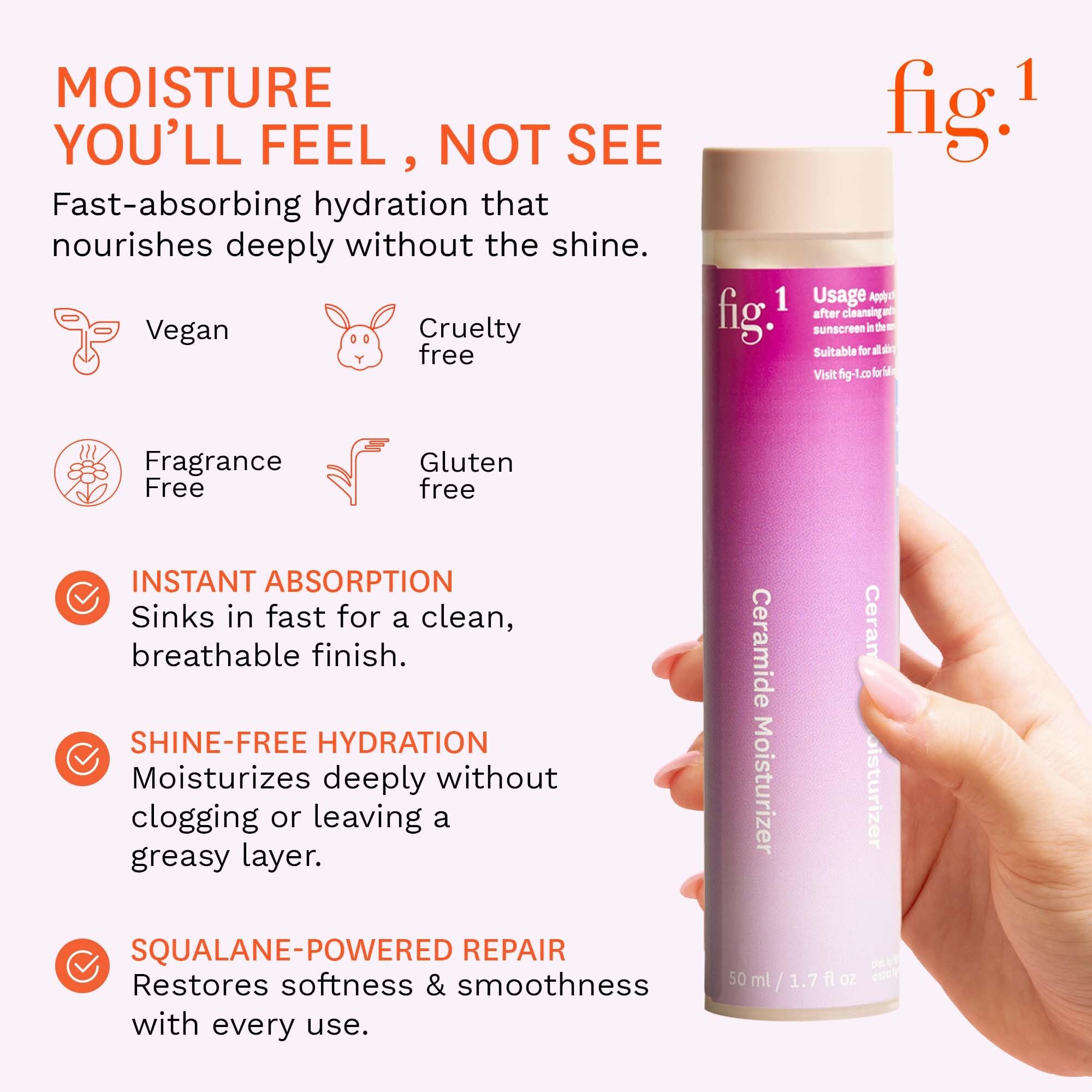 Fig.1 Ceramide Face Moisturizer with Peptides, Hyaluronic Acid & Squalane, 1.7 fl oz