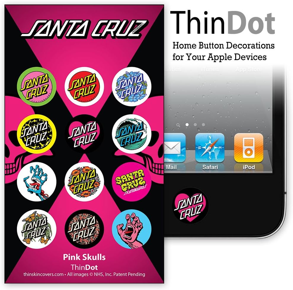 ThinDot Home Button Stickers for iPod/iPhone/iPad - Pink Skulls