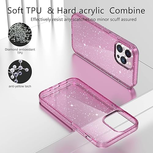 Miniatura 73 de Funda con purpurina diseñada para iPhone 15 Pro Max, con [2 unidades] protector de pantalla y [paquete de 3] protector de lente de cámara brillante