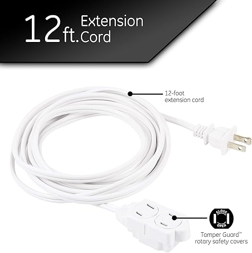 Miniatura 3 de GE home electrical 3-Outlet Power Strip, 12 Ft Extension Cord, 2 Prong, 16 Gauge, White &amp; Woods 0600W 3-Outlet 162 Cube Extension Cord wPower Tap