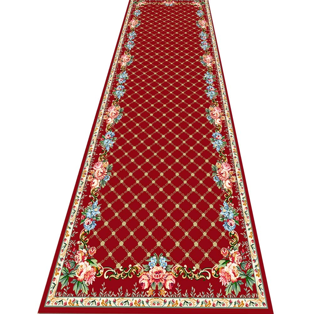 Tapis de passage d'allée moderne rouge 1.1x8m sur mesure pour couloir