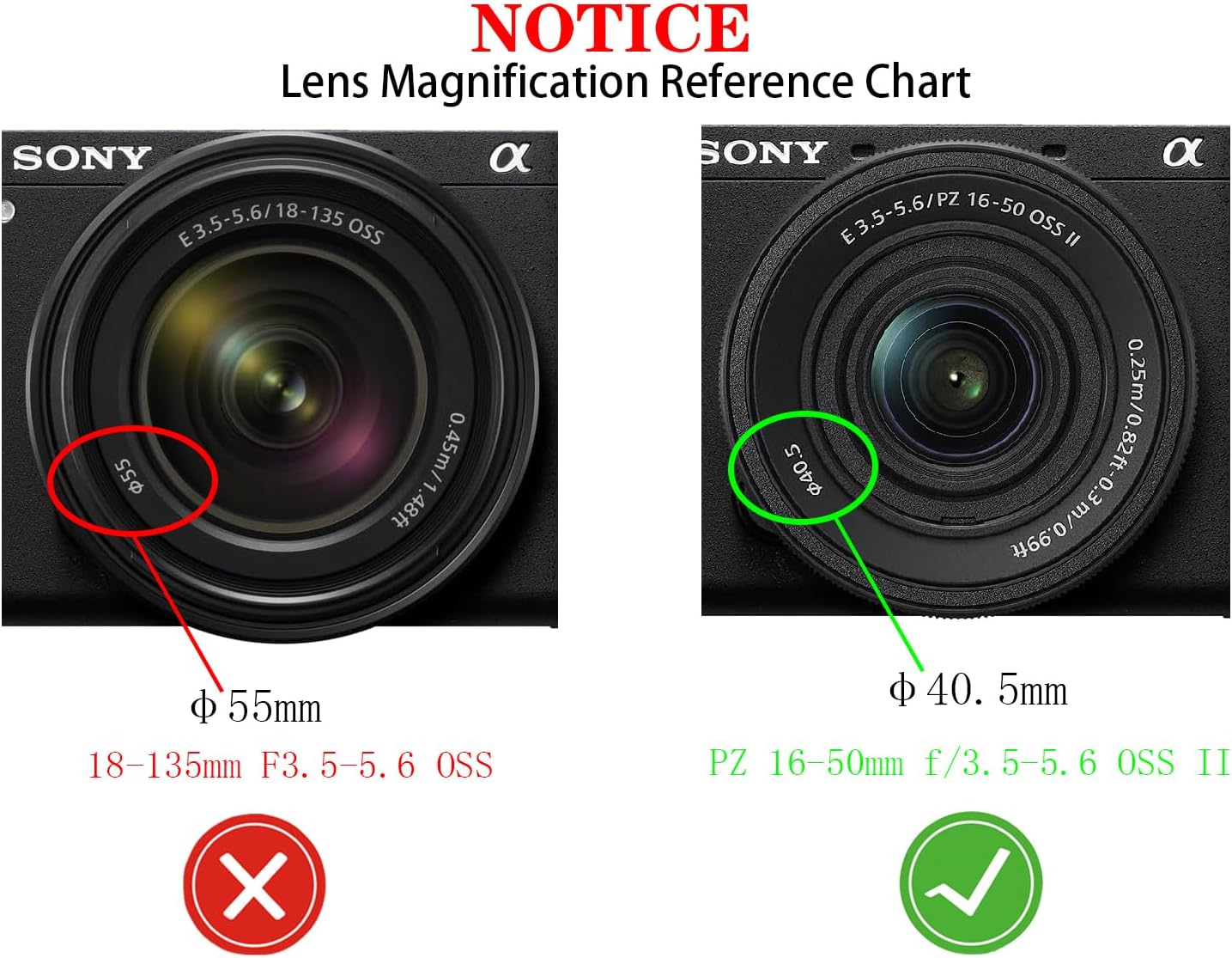 40.5mm Lens Cap Cover for Sony E PZ 16-50mm f/3.5-5.6 OSS/OSS II on Alpha A6400 A6300 A6100 A6000 a5100 A5000 A6700 ZV-E10 Camera(for Accessories),FE 28-60mm f/4-5.6 Lens,40.5 mm[2 Pack]