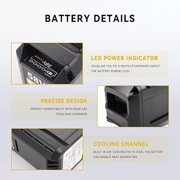 5.0Ah Replacement for Echo 58V Battery CBP-58V40 CBP-58V20, Compatible with Echo 58V Cordless Tools CBP-58V2AH CBP-58V CHT-58V CDST-58V CST-58V CPH-58V SSA-58V EALB-58V CPLB-58VVN CBL-58V