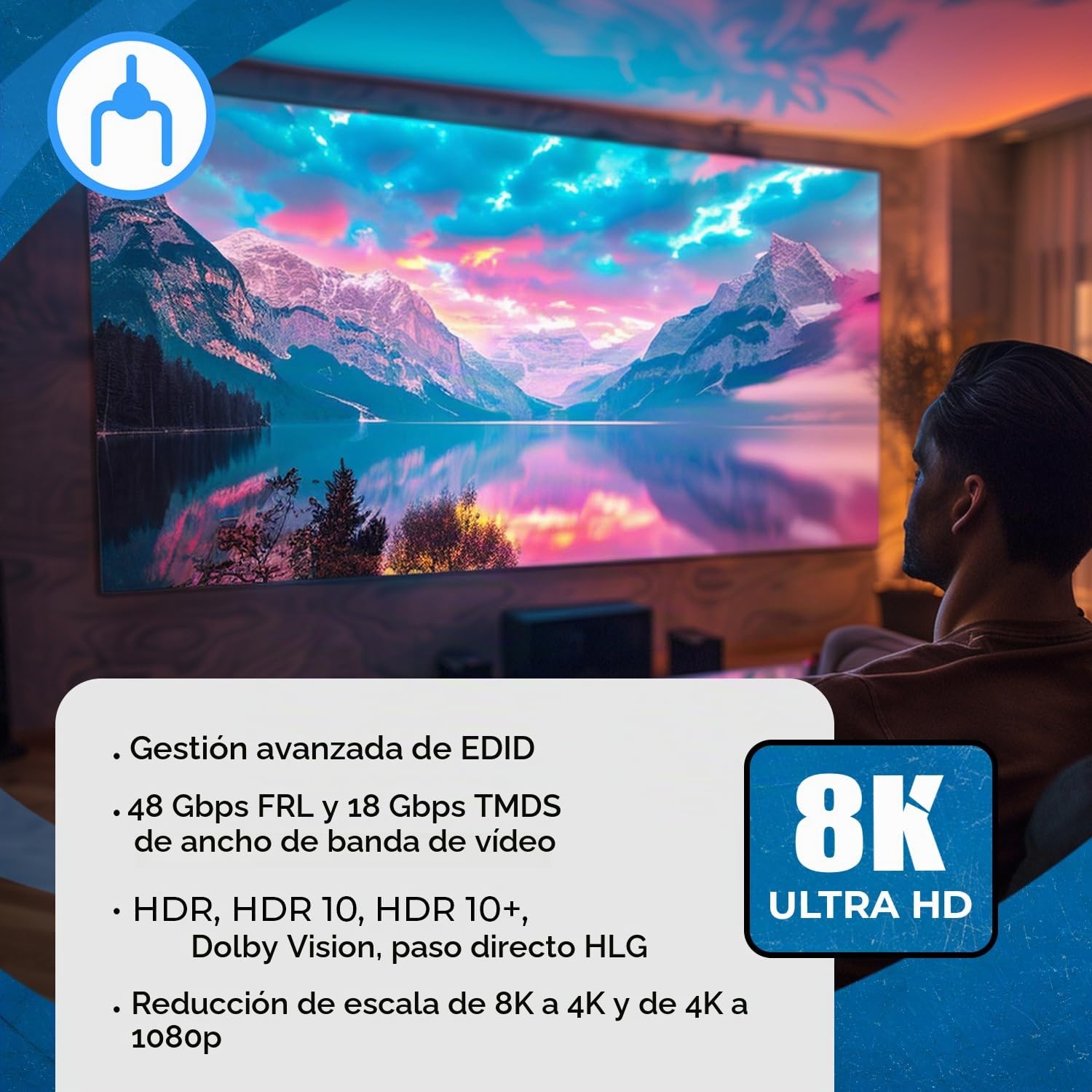 OREI - Divisor HDMI 8K 1 x 2, duplicado/Espejo Cualquier señal HDMI UltraHD soporta hasta 4K @ 120Hz EDID HDCP 2.3 - (BK-102)