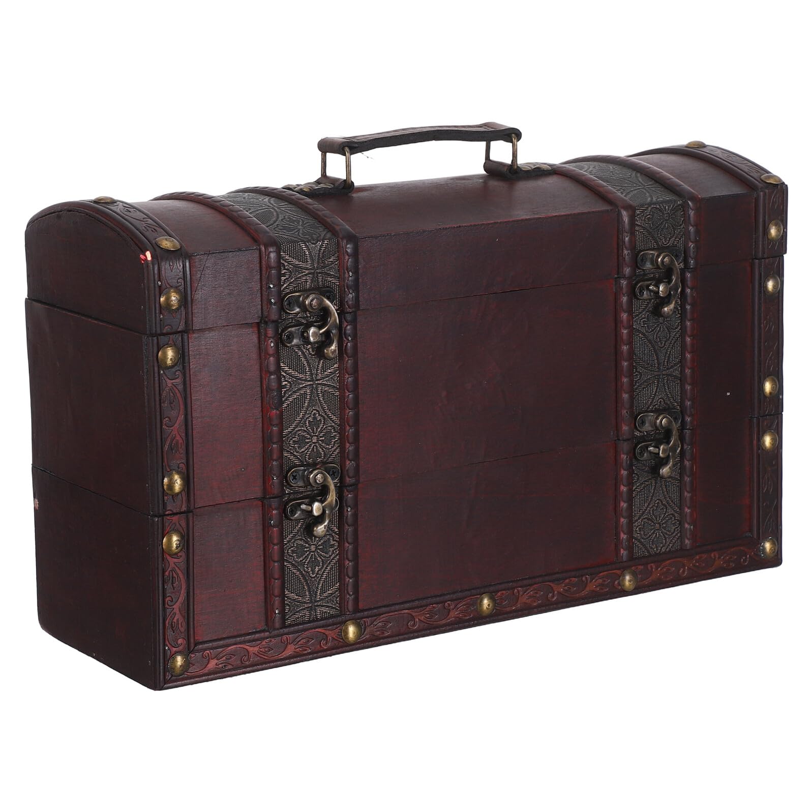 Scatola Vino in Legno Vintage con Coperchio e Maniglia Contenitore Doppio per Bottiglie Custodia Robusta per Trasporto e Conservazione Vino Regalo Matrimonio e Festa