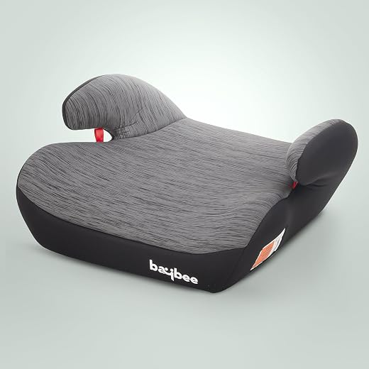 Baybee Premium Booster Car Seat for Kids Aged 3–12 Years Comfortable & Lightweight Travel Seat | Portable Child Safety Seat with Belt Guide for Cars (Grey)