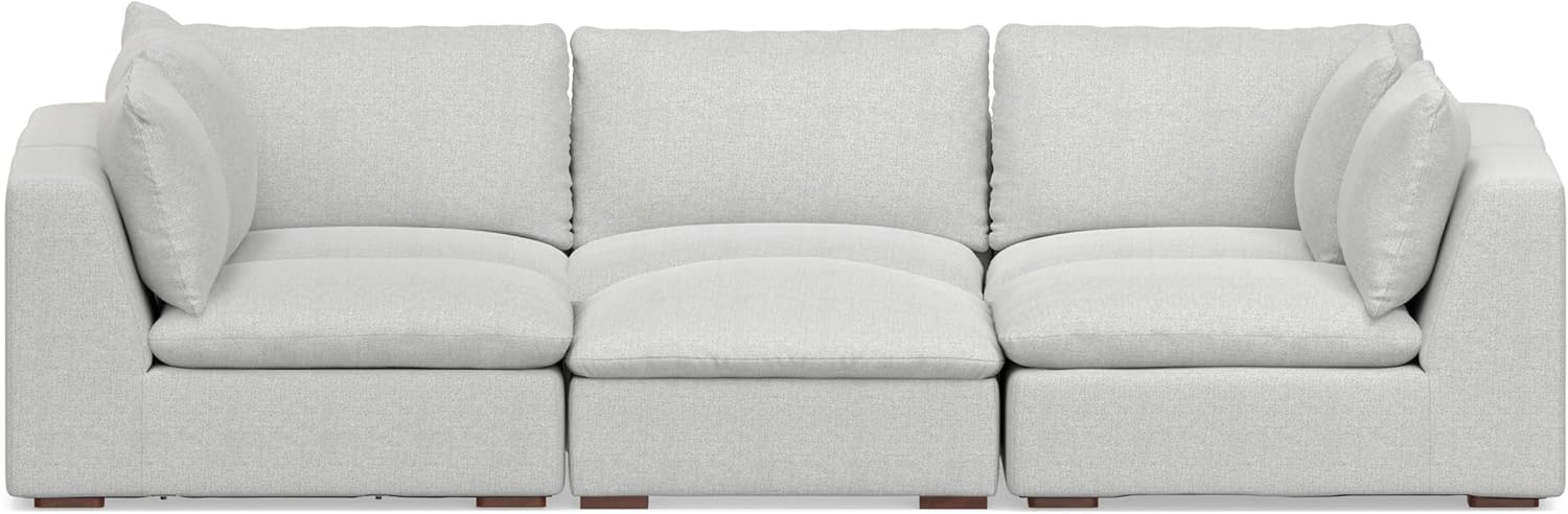 SIMPLIHOME Jasmine Pit Sectional Modular Sofa in Performance Fabric, Cloud Grey, 124-inches Wide, Handcrafted Contemporary-Style Convertible Sleeper Sofa for Living Room