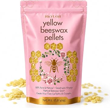 Yellow Beeswax Pellets 1 Lb, 100% Pure Organic Beeswax Pellets for Lip Balm Making, Cosmetic Grade Beeswax Particles Quadruple Filtered, Beeswax for Skin, Lotions, DIY Creams and Soap