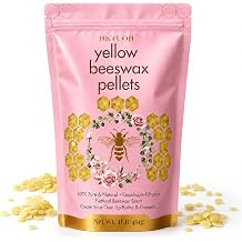 Yellow Beeswax Pellets 1 Lb, 100% Pure Organic Beeswax Pellets for Lip Balm Making, Cosmetic Grade Beeswax Particles Quadruple Filtered, Beeswax for Skin, Lotions, DIY Creams and Soap