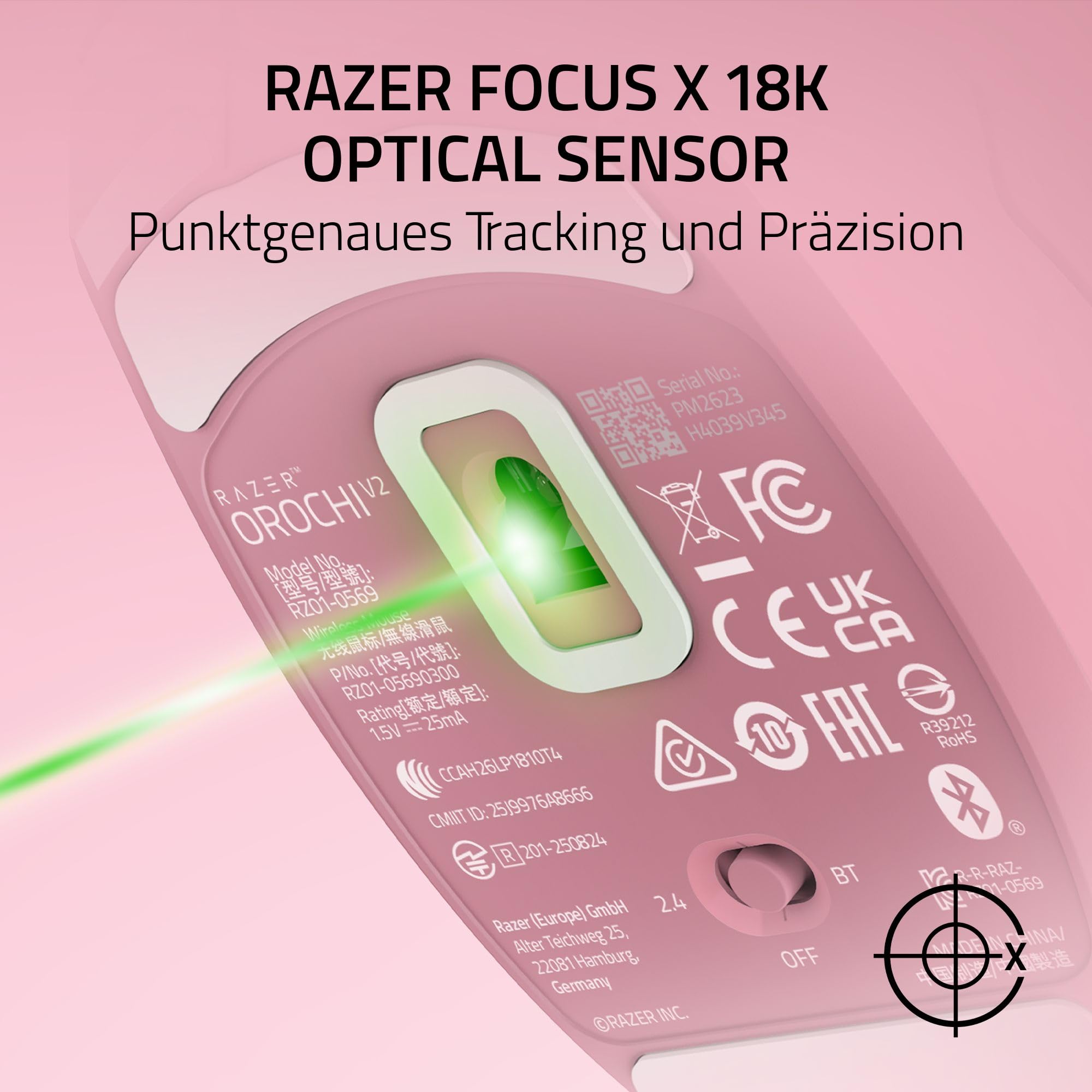 Razer Orochi V2 - Mobile kabellose Gaming-Maus - HyperSpeed und Bluetooth - Optischer Sensor 18K DPI - Maus-Schalter 2th Gen - 60 g - Betrieb mit AA/AAA-Batterien - PC/Mac | Quartz