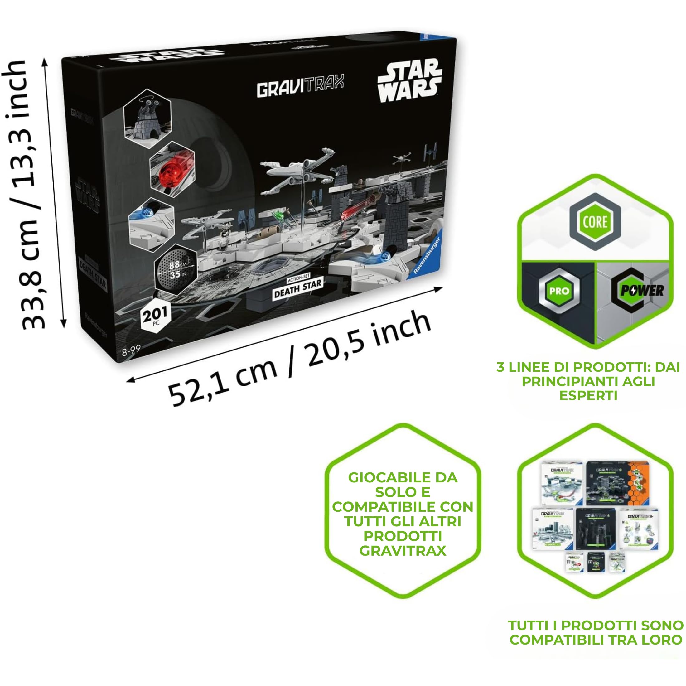 Ravensburger - Gravitrax Star Wars Deathstar | Pista Biglie Con 201 Pezzi | Rompicapo Bambini Con Le Biglie | Giochi Bambino 8 Anni Maschio | Giochi Per Bambini Compatibili Con Tutti I Gravitrax