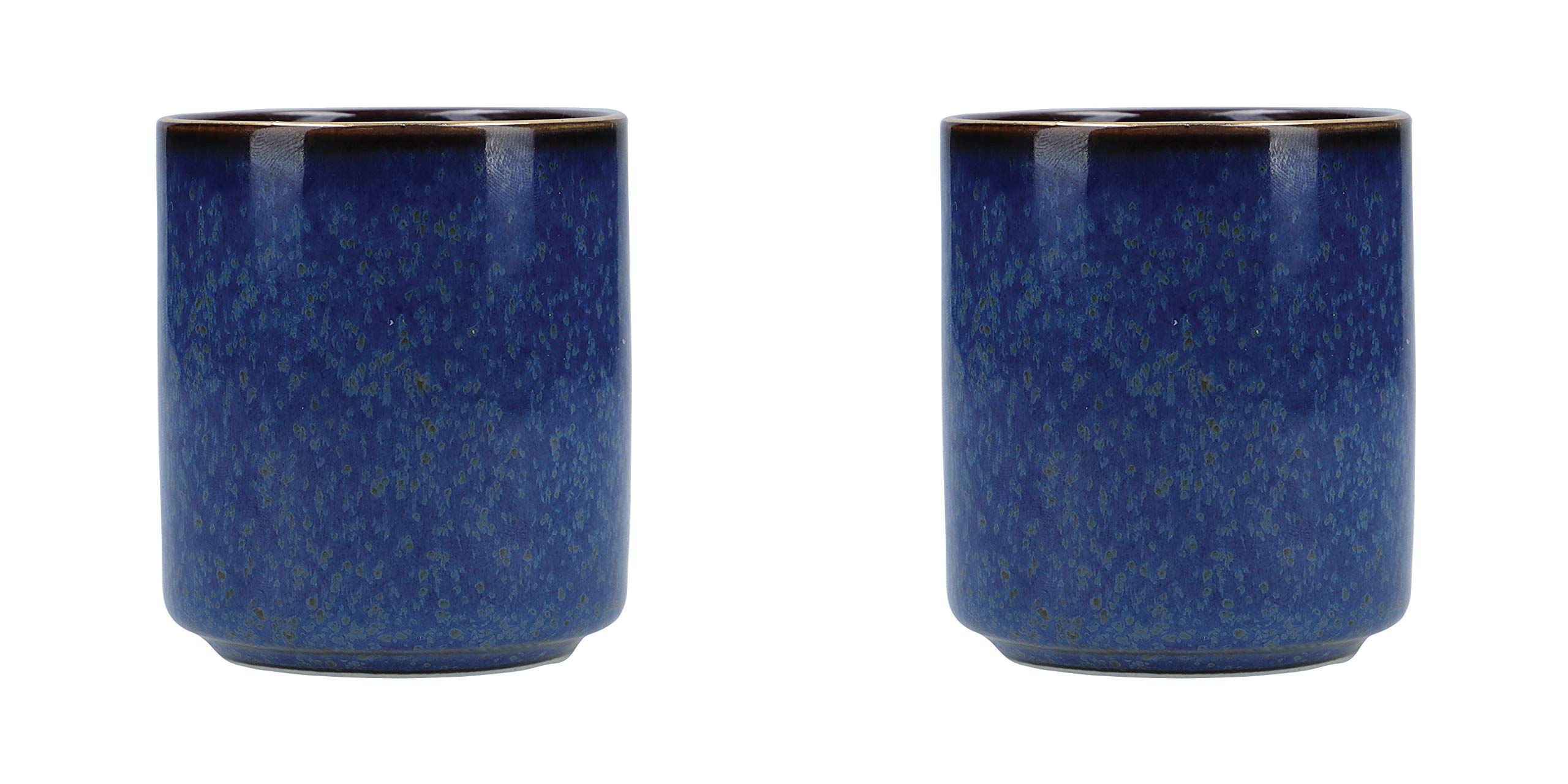 MikasaMKSATCUP2PC Satori Japanese Sake Cup Set with Gold Rims in Gift Box, Porcelain, Blue