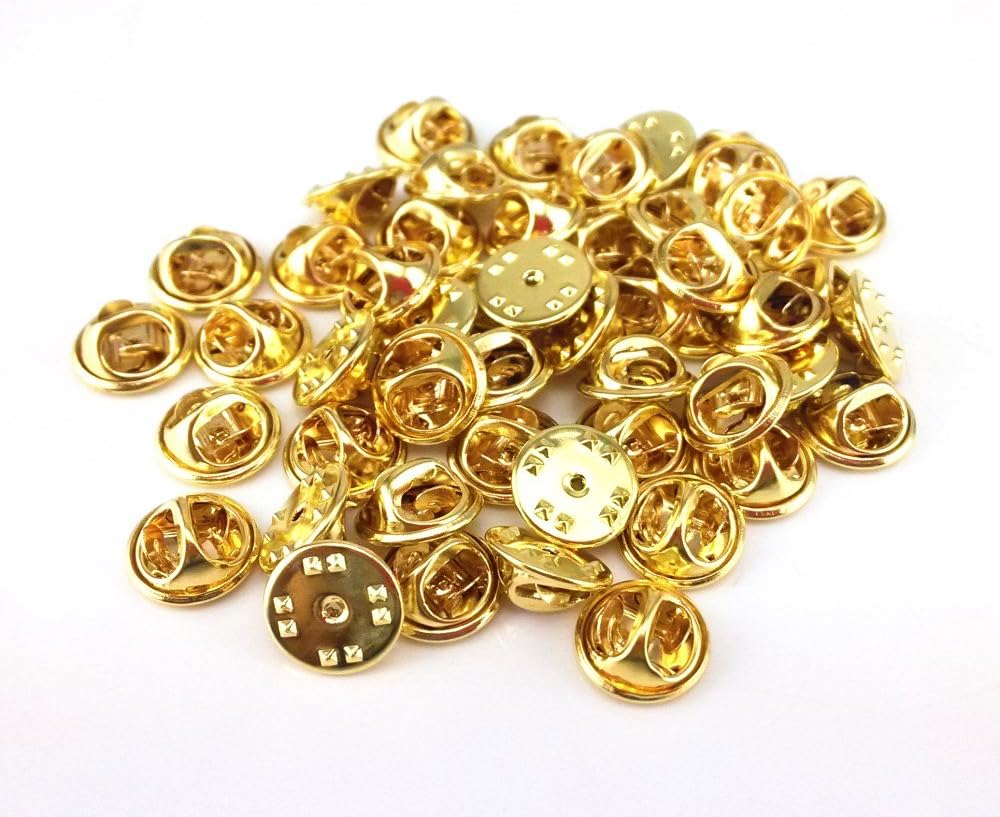 yueton Pack of 50 Sets Tie Tacks Blank Pins with Clutch Back (Gold) : Office Products