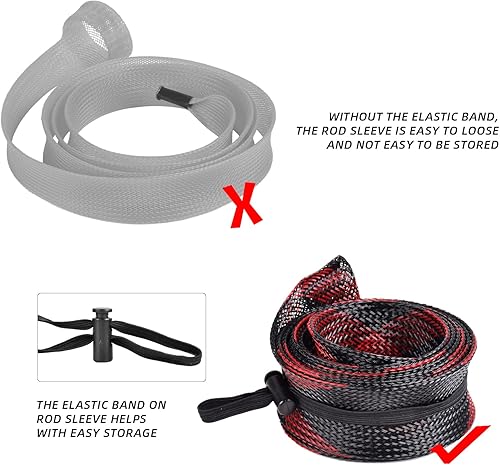 Miniatura 90 de SF Funda para caña de pescar, funda de caña de pescar, cubierta de caña de pescar, protector de caña de malla trenzada, guantes de caña de pescar