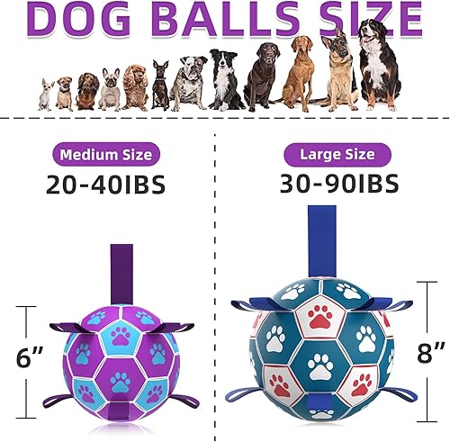 Miniatura 10 de QDAN Juguetes de cuerda para perros, pelota de fútbol con correas, juguetes interactivos para perros para tira y afloja, regalos de cumpleaños para