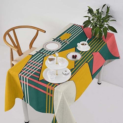 Miniatura 11 de Mantel retro moderno de mediados de siglo, diseño de colores retro de los años 50, resistente al agua, mantel lavable para cocina, comedor, fiesta