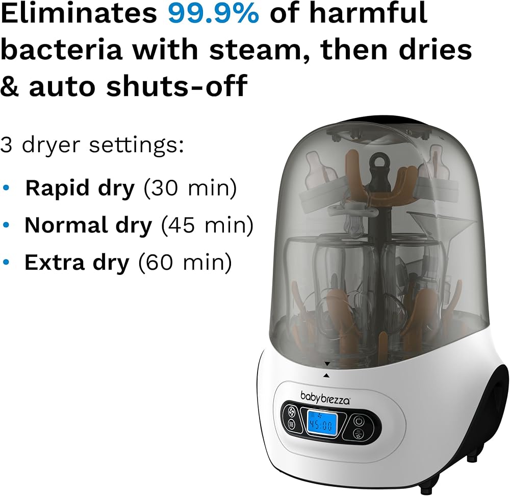 Baby Brezza Baby Bottle Sterilizer and Dryer Machine – Electric Steam Sterilization - Universal Fit - Pacifiers, Glass, Plastic, and Newborn Feeding Bottles