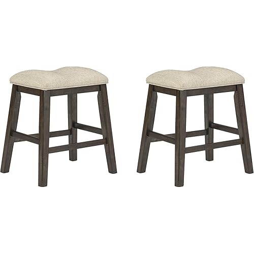 Signature Design by Ashley Rokane Modern Farmhouse 24" Counter Height Upholstered Barstool, 2 Count, Light Brown