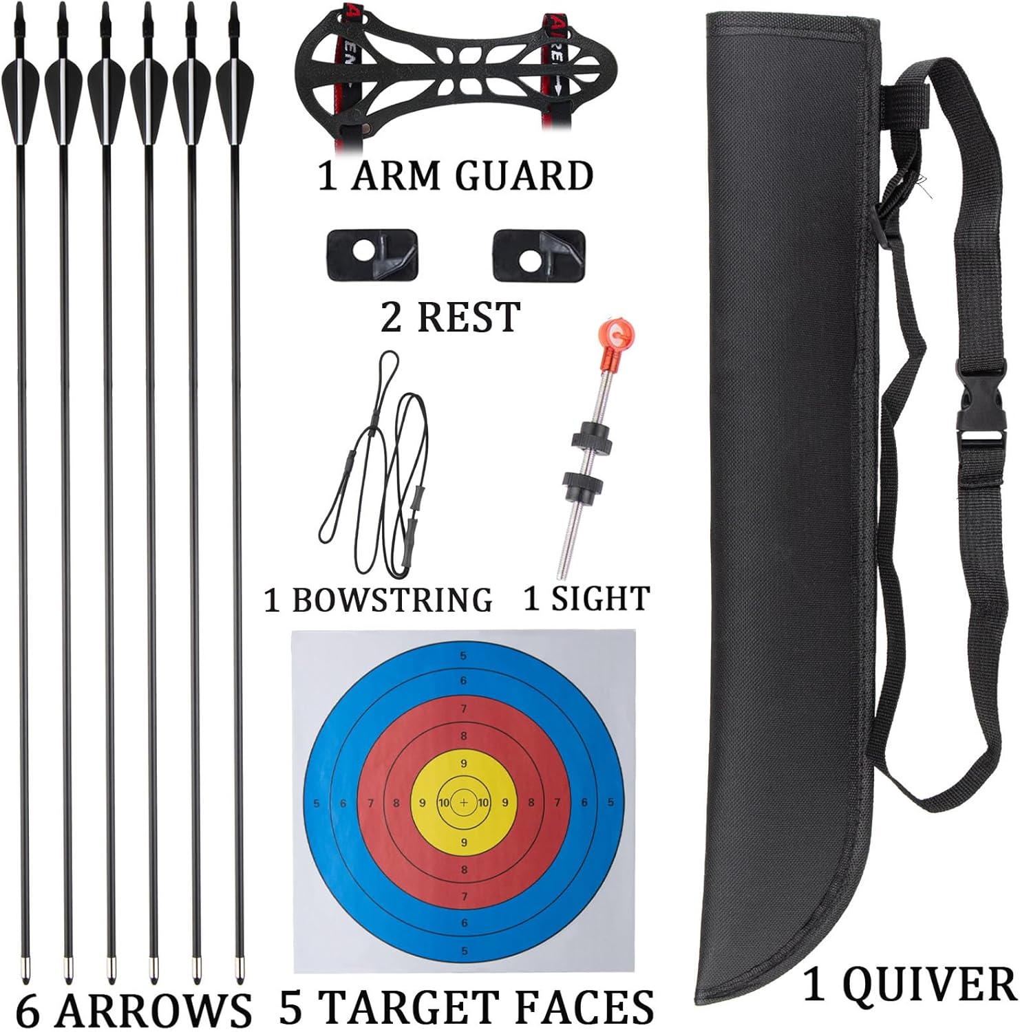 Compound Bow and Arrow Set, Left/Right Hand Bow Kit, Beginner Archery Gift with 6 Arrows, 5 Target Face, Perfect for Outdoor Backyard Activities